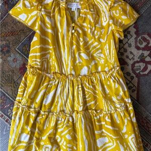 HUNTER BELL Yellow and White Kids Casual Dress